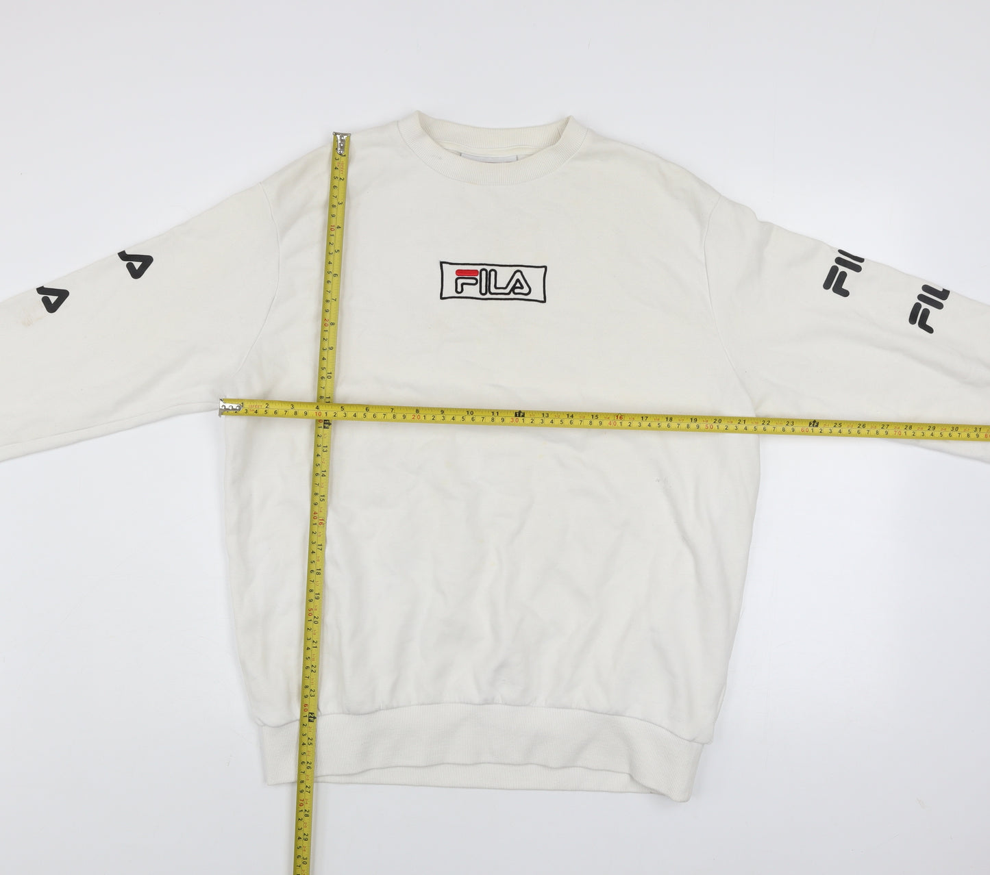 FILA Men's White Logo Sweatshirt L Long Sleeve Pullover