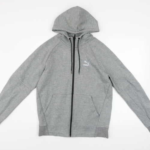 Puma Men's Grey Full Zip Hooded Track Jacket Size M