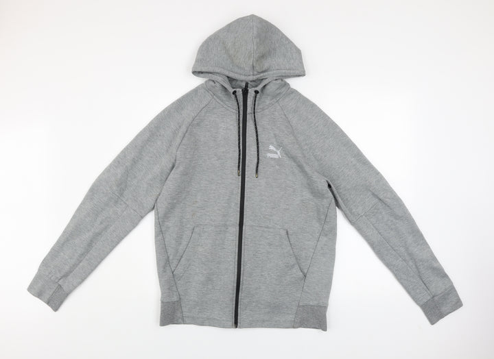 Puma Men's Grey Full Zip Hooded Track Jacket Size M