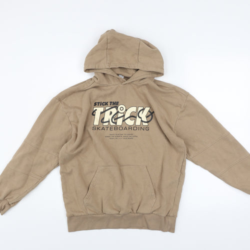F&F Boys Beige Stick The Trick Skateboarding Pullover Hoodie Size 12-13 Years