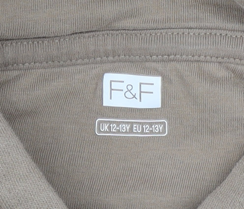 F&F Boys Beige Stick The Trick Skateboarding Pullover Hoodie Size 12-13 Years