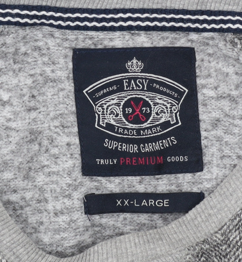 Easy Men's Grey 2XL Pullover Sweatshirt Crew Neck Fleece Top
