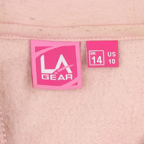 LA Gear Womens Pink Hooded Full Zip Track Jacket Size 14