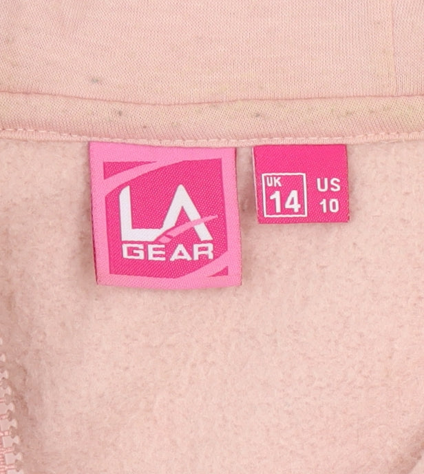 LA Gear Womens Pink Hooded Full Zip Track Jacket Size 14