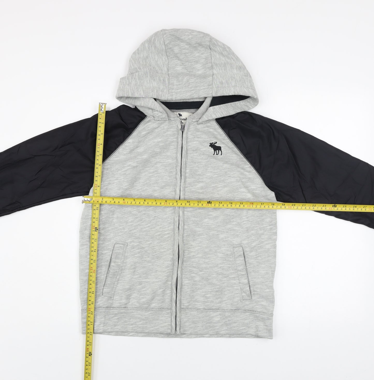 Abercrombie Kids Boys Grey Hooded Full Zip Jacket 15-16 Years Cotton Blend