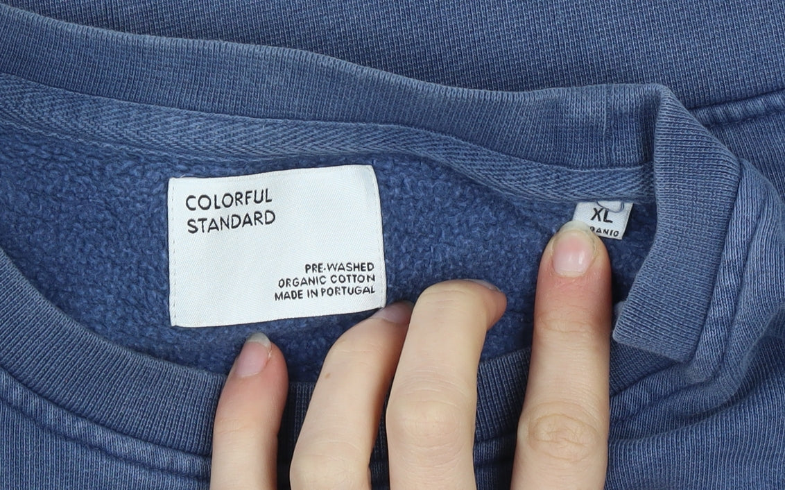 Colorful Standard Men's Blue XL Classic Crew Neck Cotton Sweatshirt