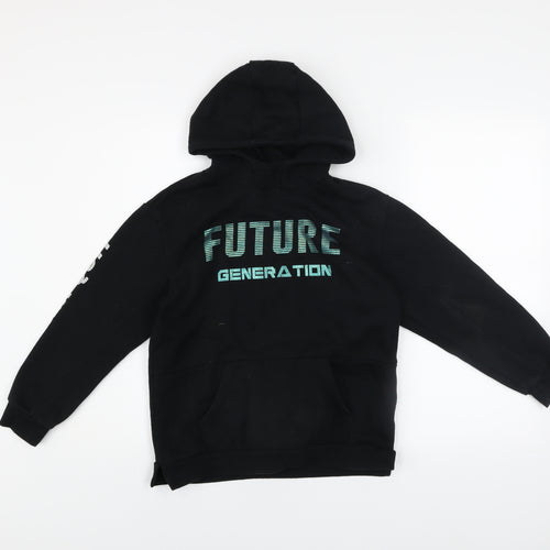 Primark Boys Black Future Generation Pullover Hoodie 9-10 Years Graphic