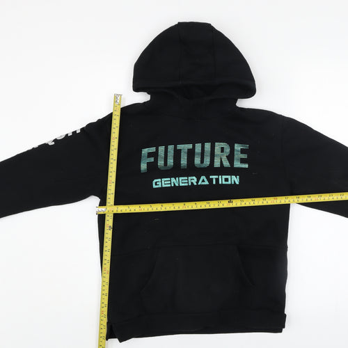 Primark Boys Black Future Generation Pullover Hoodie 9-10 Years Graphic