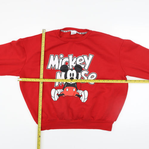 Disney Women Red Mickey Mouse Pullover Sweatshirt L 14/16