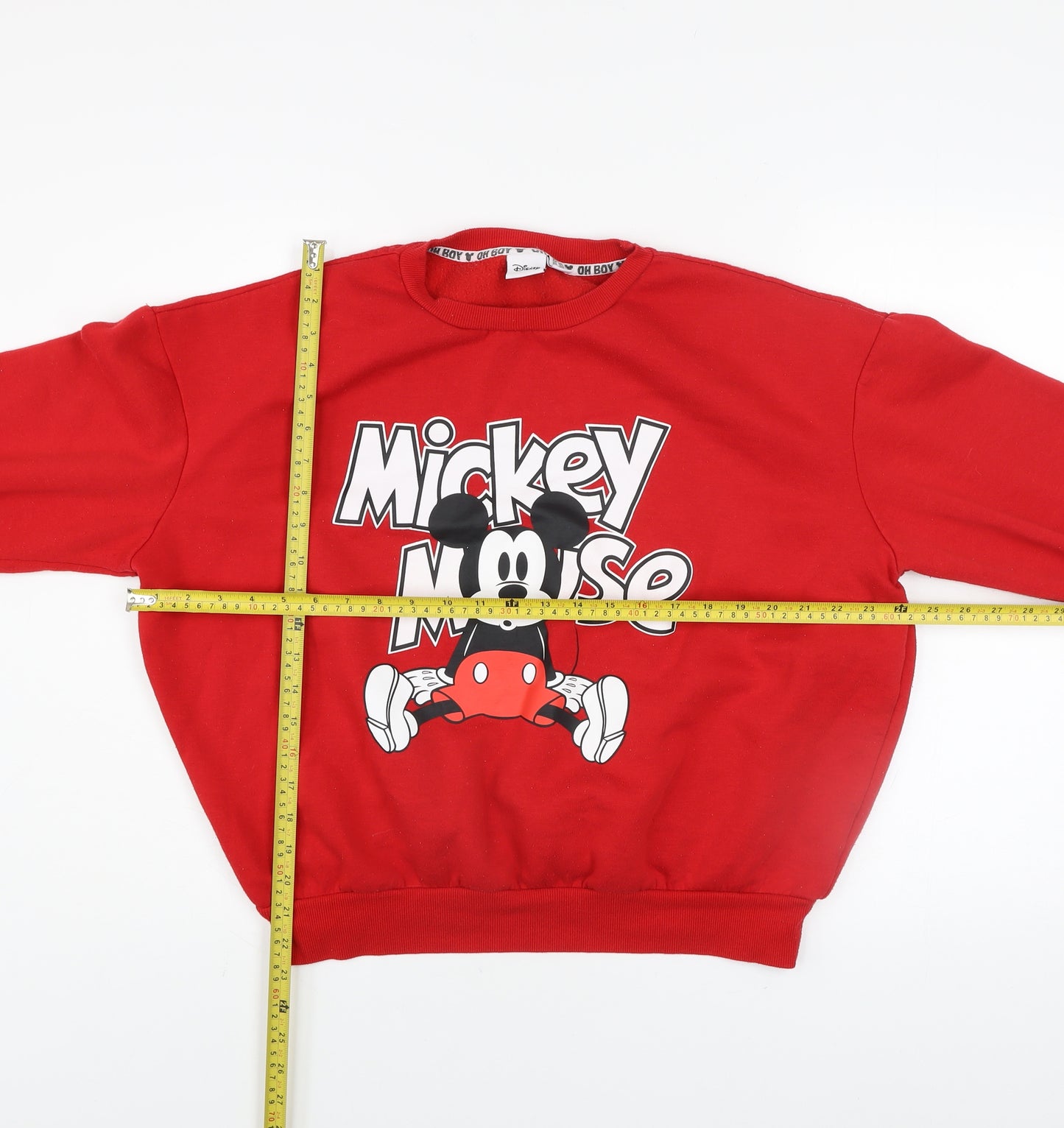 Disney Women Red Mickey Mouse Pullover Sweatshirt L 14/16
