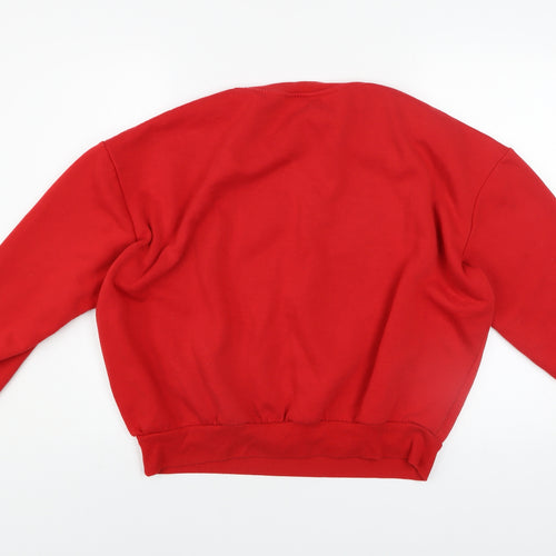 Disney Women Red Mickey Mouse Pullover Sweatshirt L 14/16