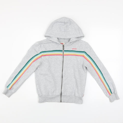 Levi's Girls Grey Rainbow Stripe Hoodie Track Jacket 14 Years
