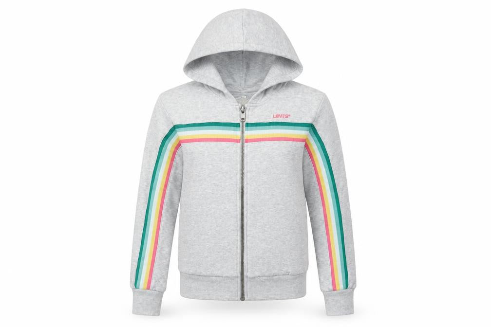 Levi's Girls Grey Rainbow Stripe Hoodie Track Jacket 14 Years