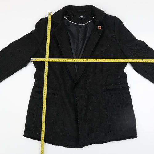 Wallis Womens Black Tweed Blazer Jacket UK 16 Classic Style