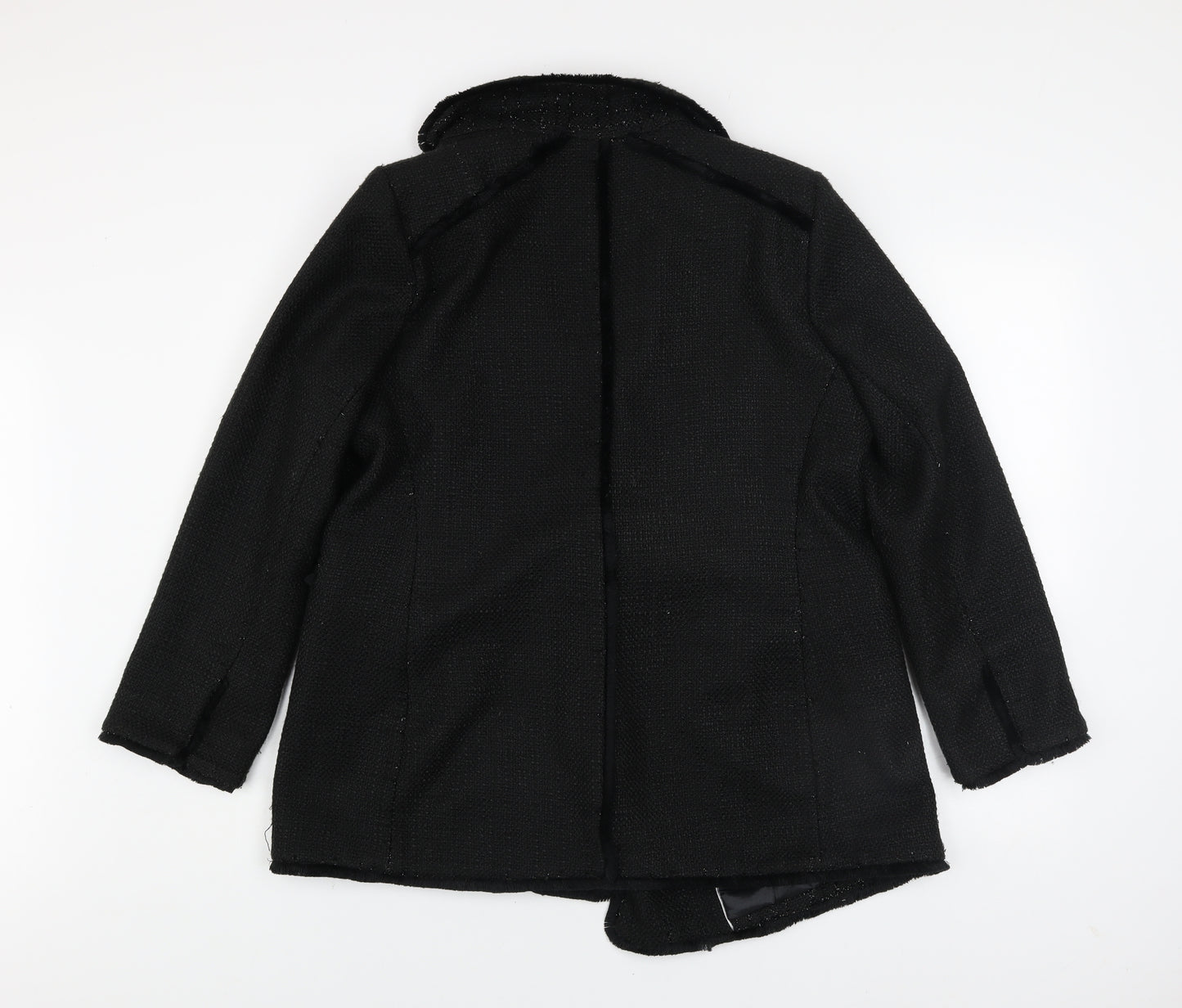 Wallis Womens Black Tweed Blazer Jacket UK 16 Classic Style