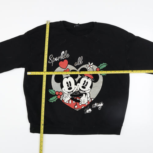 Disney George Women's Black XL Mickey & Minnie Christmas Sweatshirt