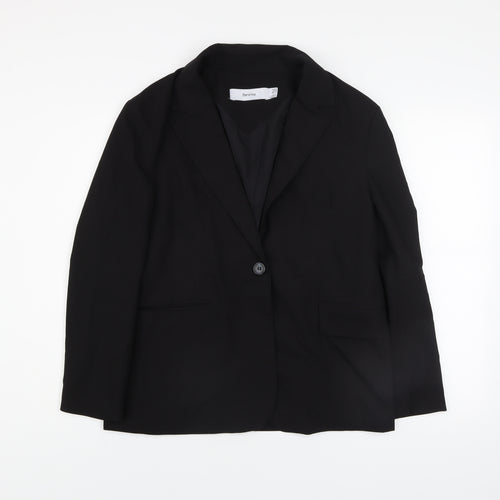 Bershka Womens Black Regular Fit Single-Breasted Blazer M