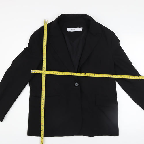 Bershka Womens Black Regular Fit Single-Breasted Blazer M