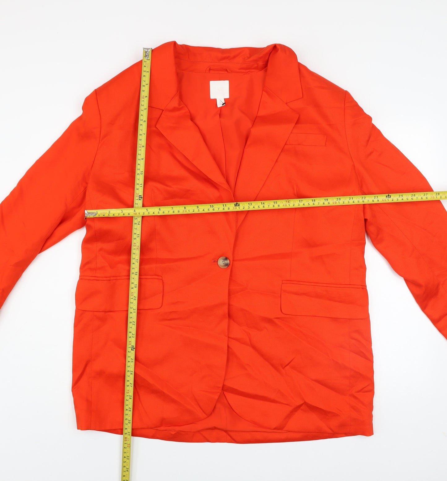 H&M Women’s Orange Linen Blend Blazer Jacket Size 14