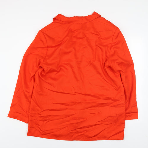 H&M Women’s Orange Linen Blend Blazer Jacket Size 14