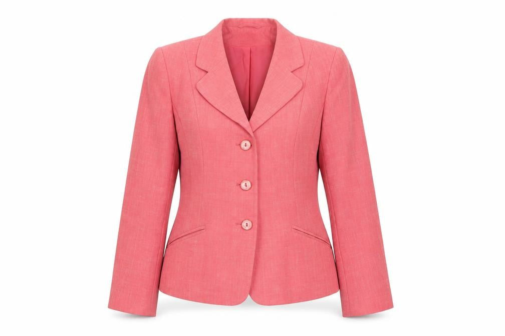 Front view of Eastex Women's Pink Linen Blend Blazer Jacket, size 10