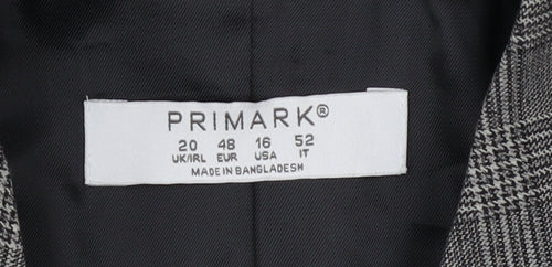 Primark Women’s Grey Check Blazer Size 20 Regular Fit