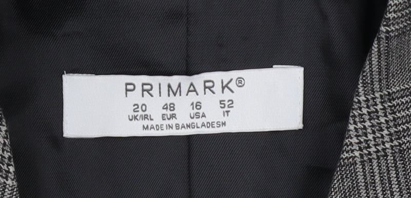 Primark Women’s Grey Check Blazer Size 20 Regular Fit