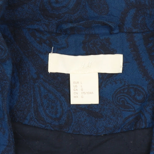 H&M Women Blue Paisley Belted Kimono Jacket Size L
