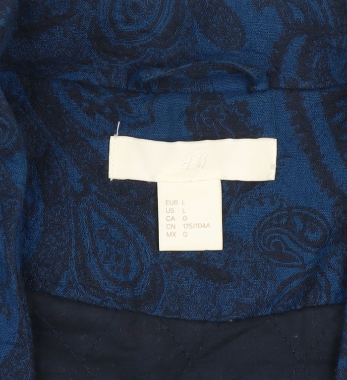 H&M Women Blue Paisley Belted Kimono Jacket Size L