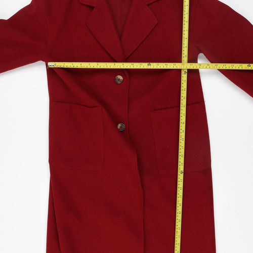 Cortefiel Women’s Red Long Overcoat Size 8 Polyester Classic Style