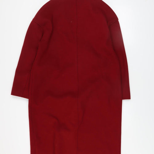 Cortefiel Women’s Red Long Overcoat Size 8 Polyester Classic Style