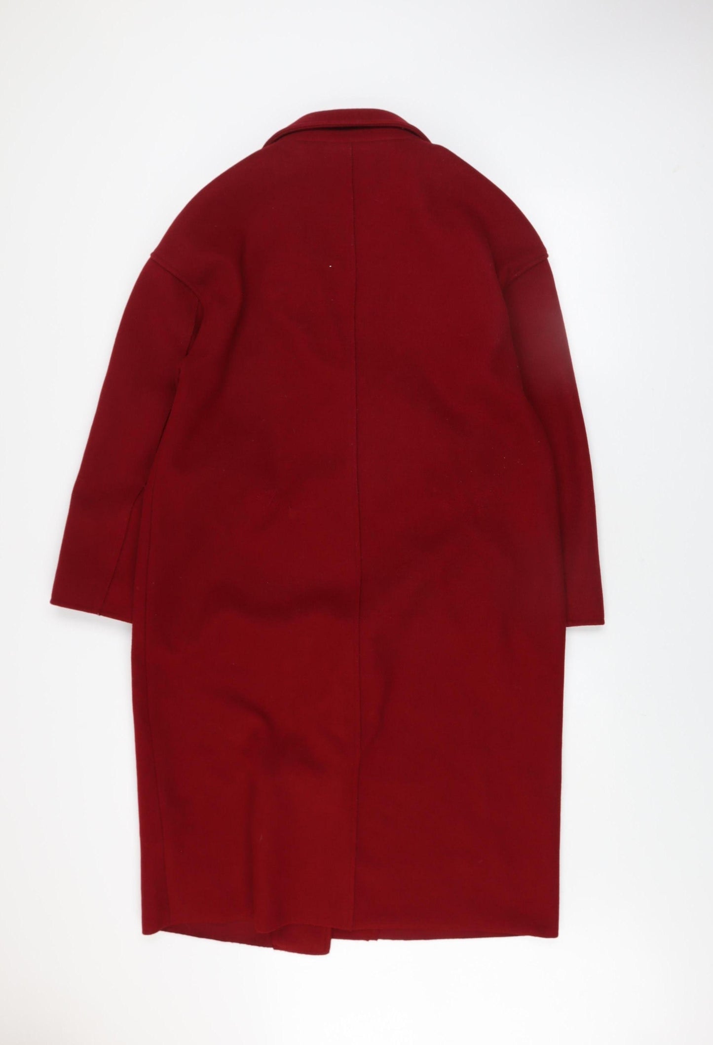 Cortefiel Women’s Red Long Overcoat Size 8 Polyester Classic Style