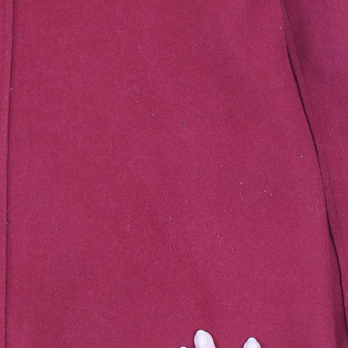 Cortefiel Women’s Red Long Overcoat Size 8 Polyester Classic Style