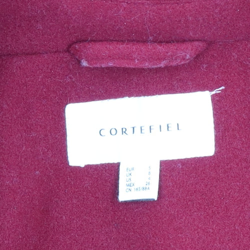 Cortefiel Women’s Red Long Overcoat Size 8 Polyester Classic Style