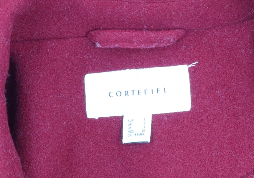 Cortefiel Women’s Red Long Overcoat Size 8 Polyester Classic Style