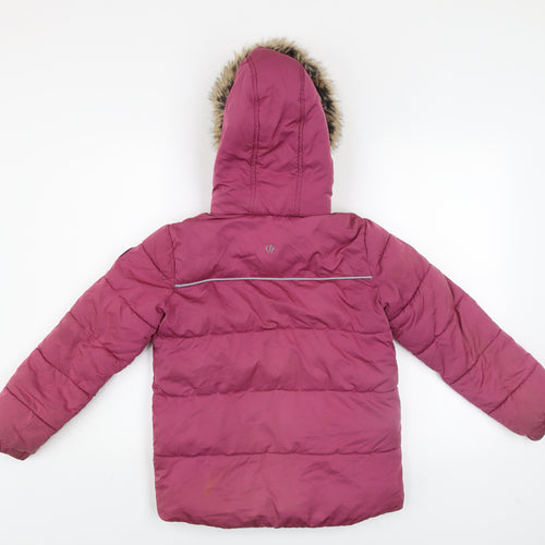 FatFace Girls Pink Hooded Puffer Jacket Coat 9-10 Years Faux Fur Lined Winter