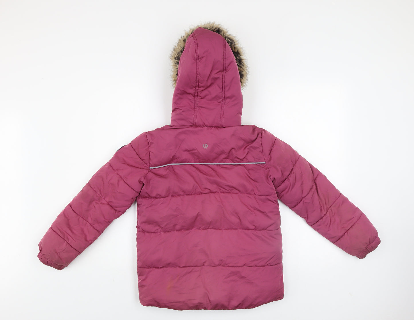 FatFace Girls Pink Hooded Puffer Jacket Coat 9-10 Years Faux Fur Lined Winter