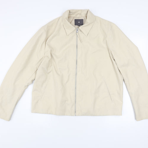 H&M Men Beige L Regular Fit Basic Zip Jacket