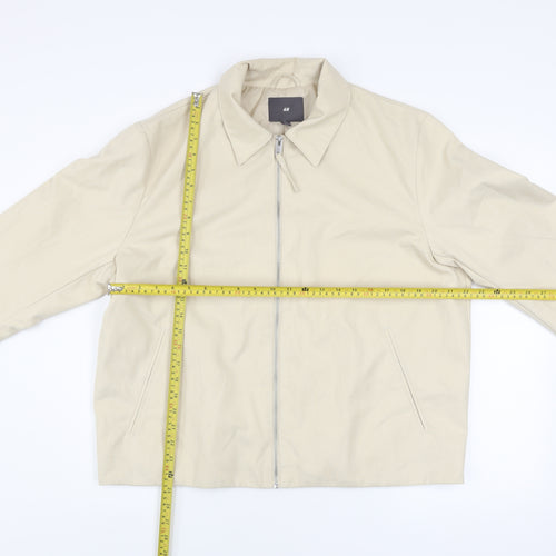 H&M Men Beige L Regular Fit Basic Zip Jacket