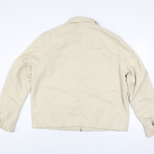 H&M Men Beige L Regular Fit Basic Zip Jacket