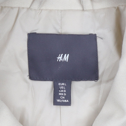 H&M Men Beige L Regular Fit Basic Zip Jacket