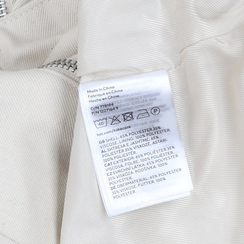 H&M Men Beige L Regular Fit Basic Zip Jacket