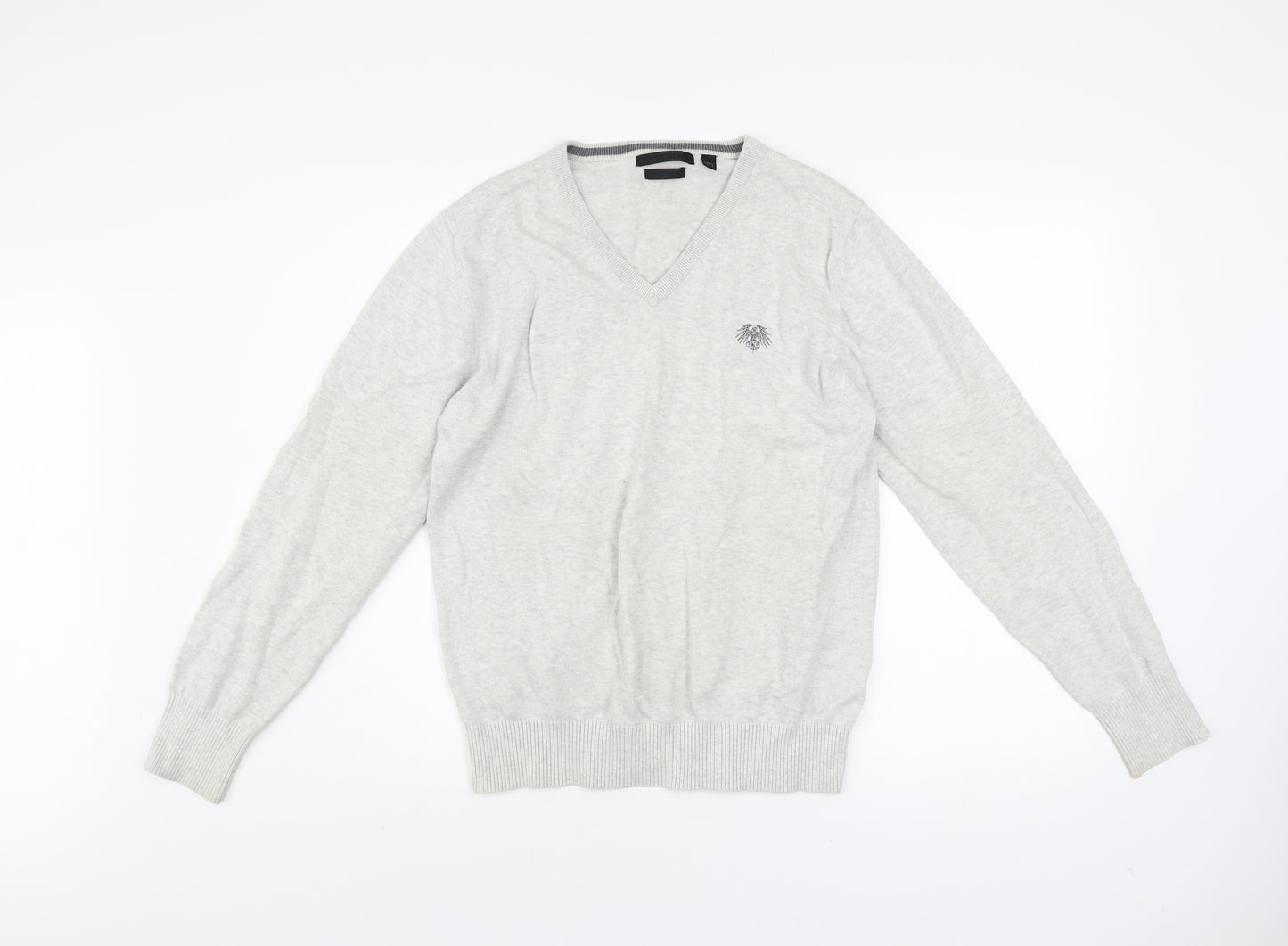 Soviet Mens Grey Cotton V-Neck Pullover Jumper M