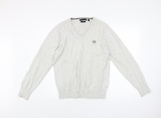 Soviet Mens Grey Cotton V-Neck Pullover Jumper M