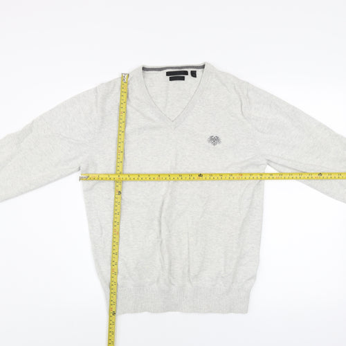 Soviet Mens Grey Cotton V-Neck Pullover Jumper M