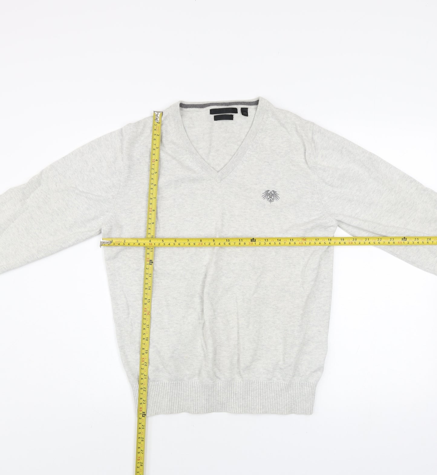 Soviet Mens Grey Cotton V-Neck Pullover Jumper M