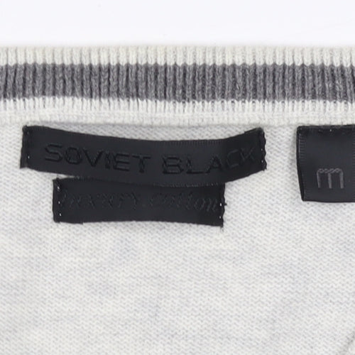 Soviet Mens Grey Cotton V-Neck Pullover Jumper M