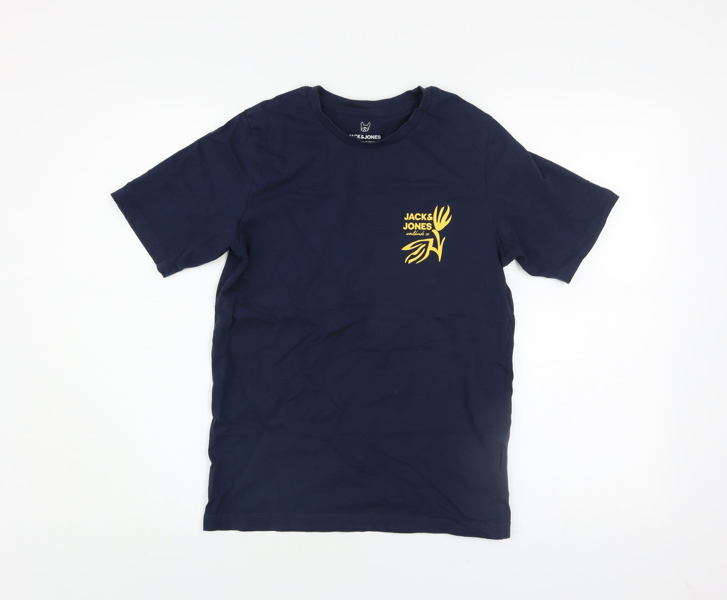 Jack & Jones Boys Blue Logo Graphic Short Sleeve Cotton T-Shirt Size 164 (14Y)