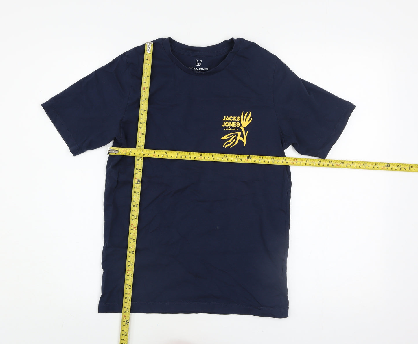 Jack & Jones Boys Blue Logo Graphic Short Sleeve Cotton T-Shirt Size 164 (14Y)