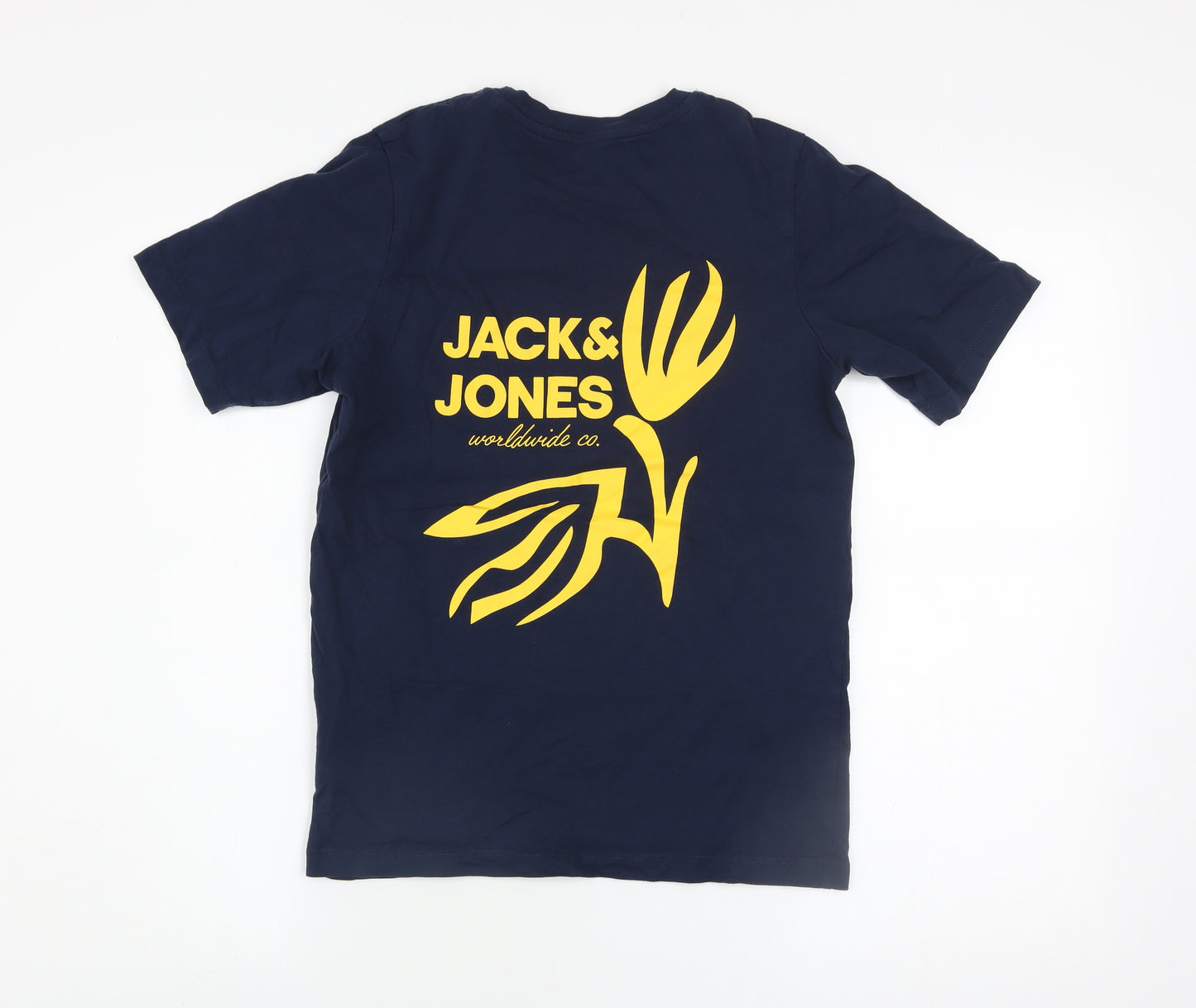Jack & Jones Boys Blue Logo Graphic Short Sleeve Cotton T-Shirt Size 164 (14Y)